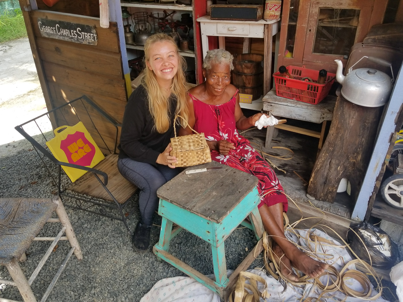 Ruby, Theresa, and the basket they made together