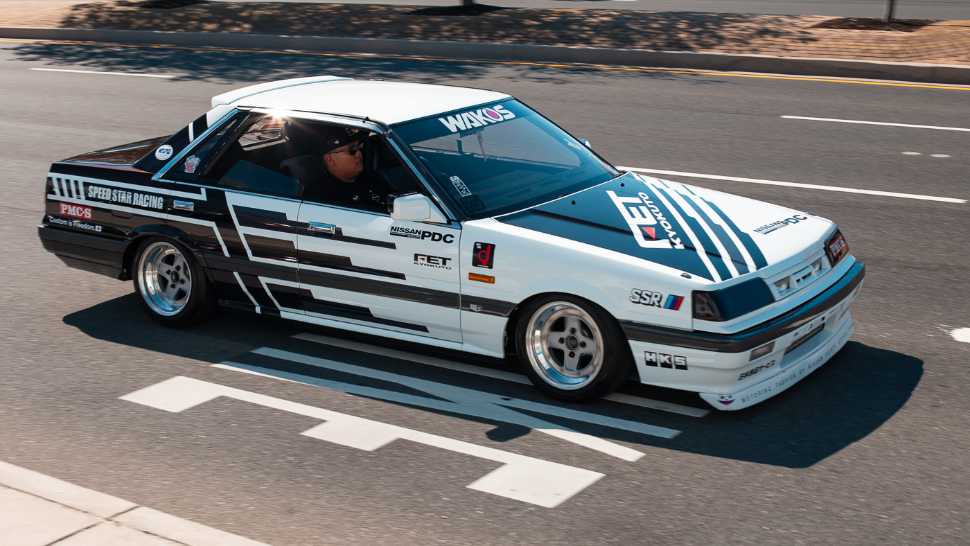 Kevin Legaspi driving down the strip in his HR31 Skyline