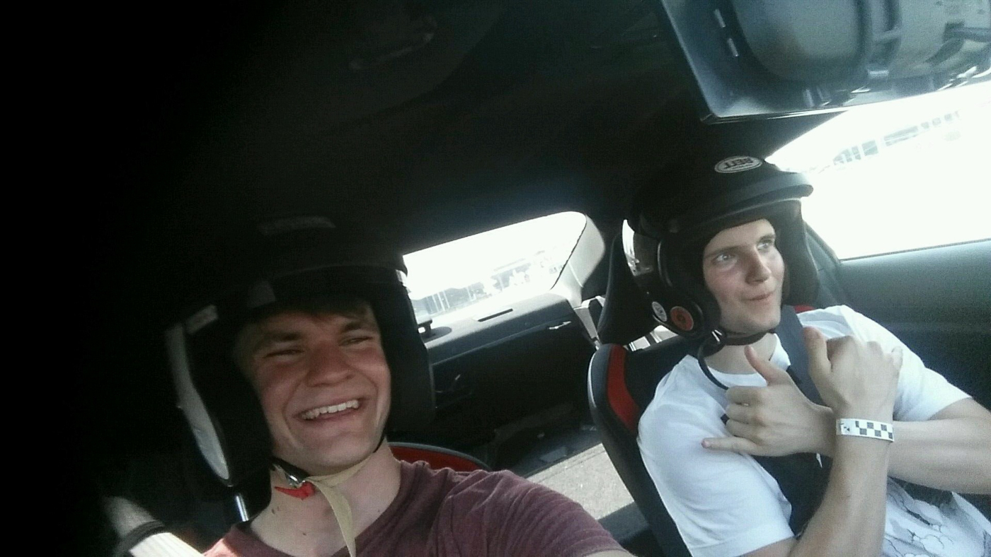 Zack riding shotty while I put in some laps at autocross